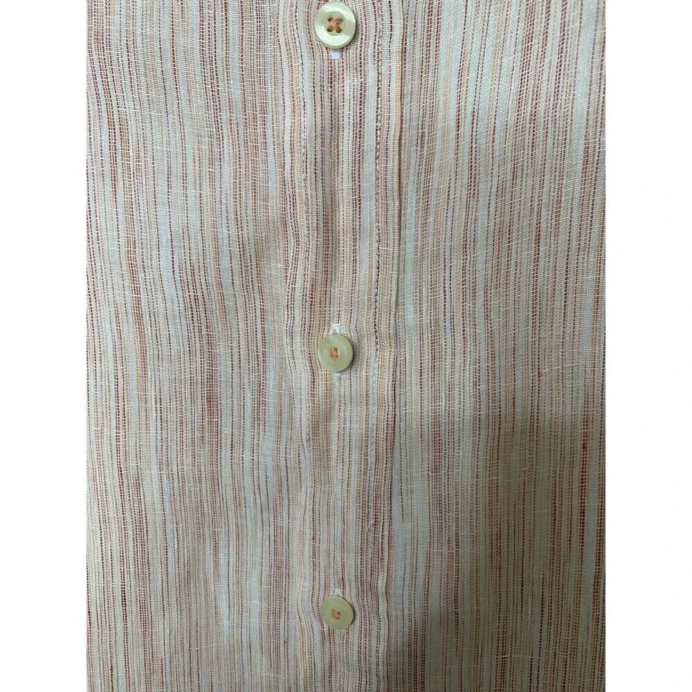 Tommy Bahama Men 100% Linen Long Sleeve Shirt Sz L Striped Tropical Pink Light - Picture 8 of 8